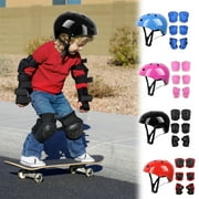 7pc Njoeus Kids Protective Gear Set Knee Pads for Kids 2-8 Years, Protective Helmet + Knee Pads + Elbow Pads + Wrist Guards, For Roller Skating, Cycling, Skateboarding, Gifts for Boys and Girls,Black